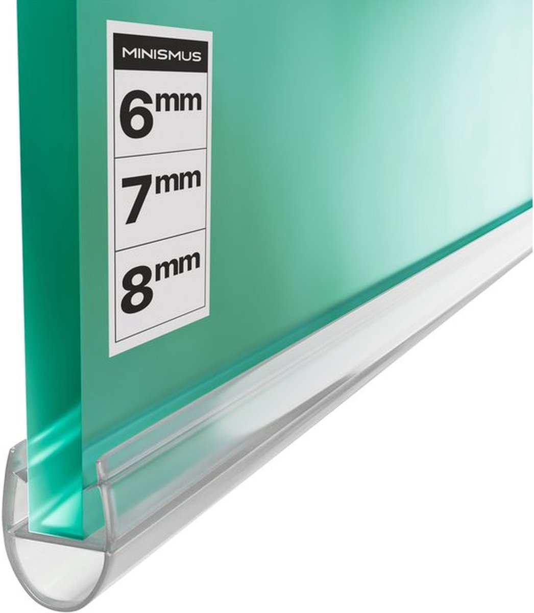 Minismus Douchedeurafdichting 6-8 mm (2 Strips van 90 cm, inkortbaar) - Douchestrip voor Glas van 6 tot 8 mm - Douchedorpel Horizontaal - Douchemontageonderdelen - D-Profiel