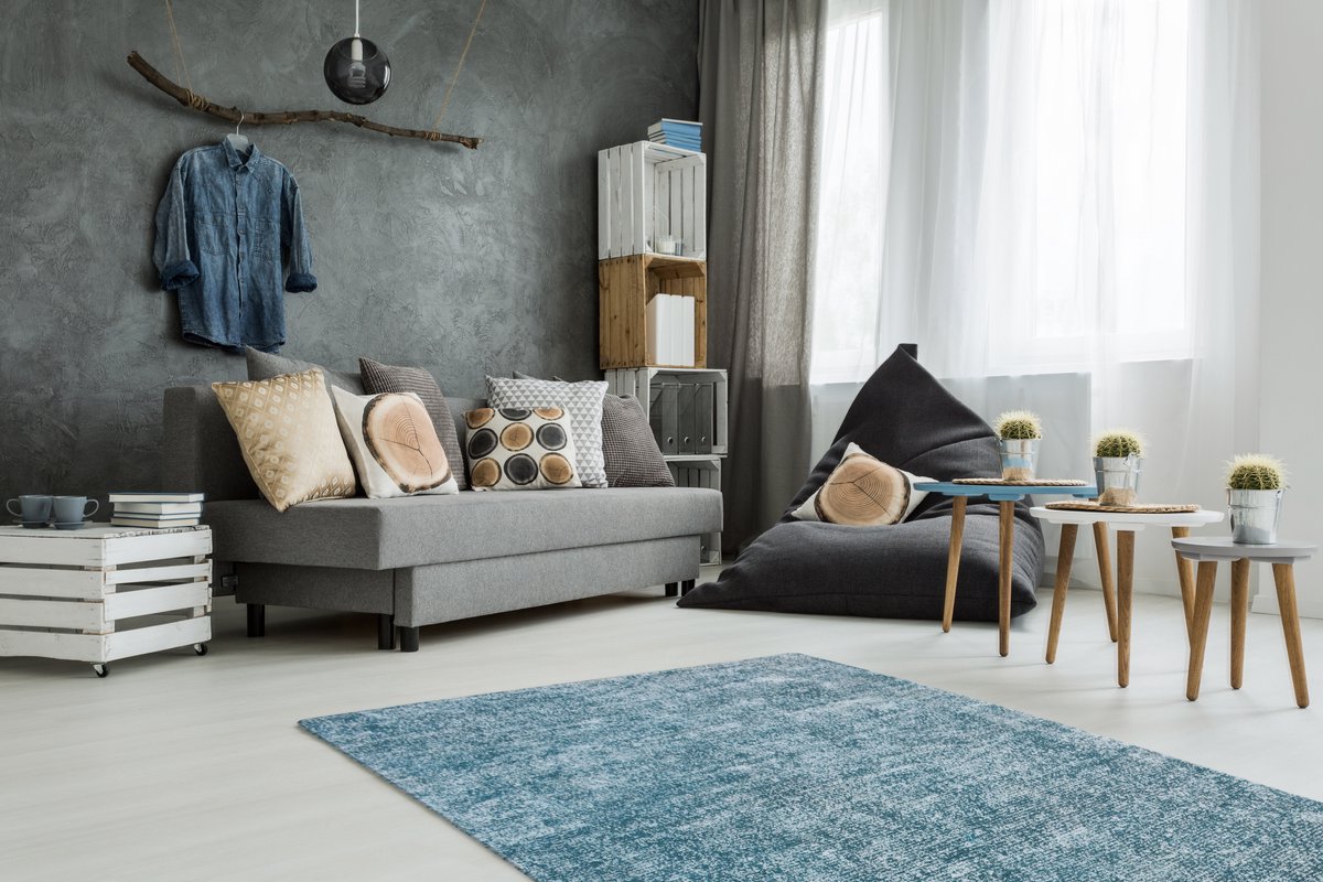 Padiro laagpolig vloerkleed 160 x 230 cm - petrol - modern effen design - geschikt voor vloerverwarming - van polyester