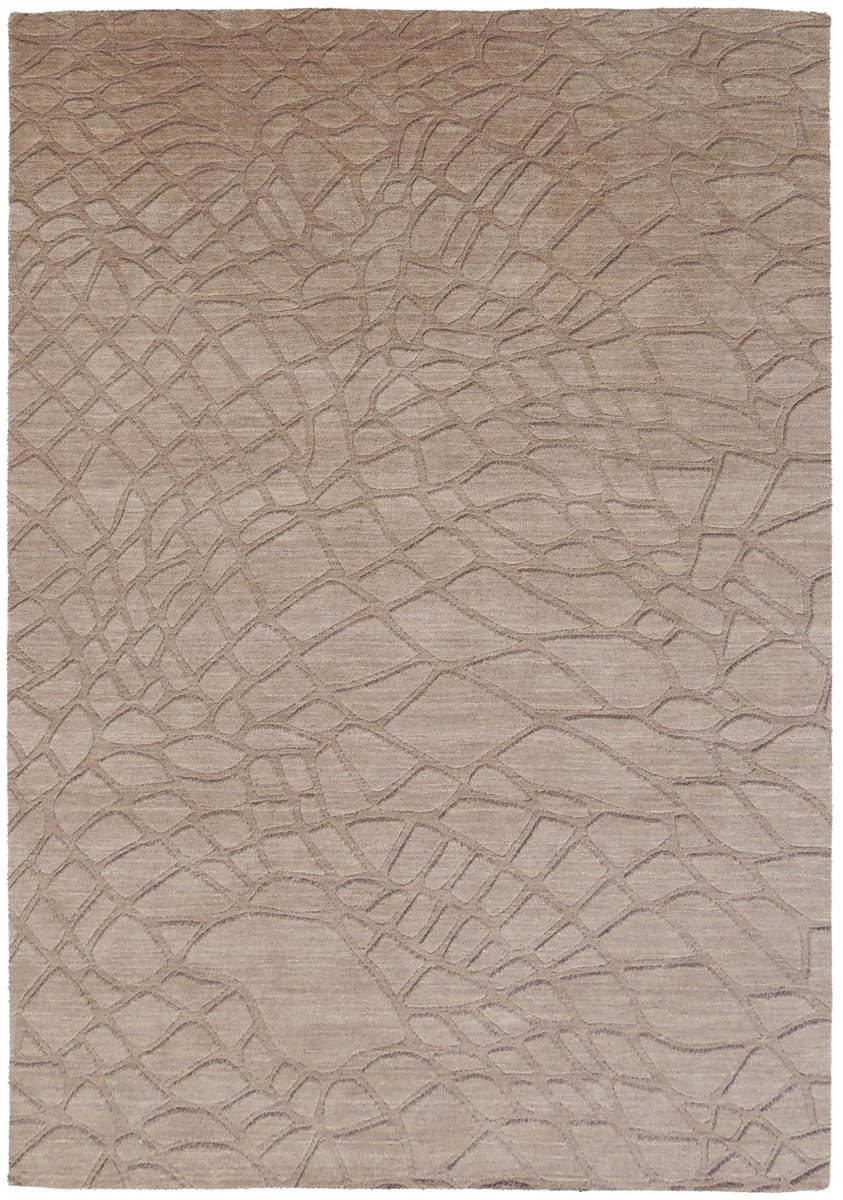 Padiro laagpolig vloerkleed 80 x 150 cm - bruin - modern abstract design - van wol