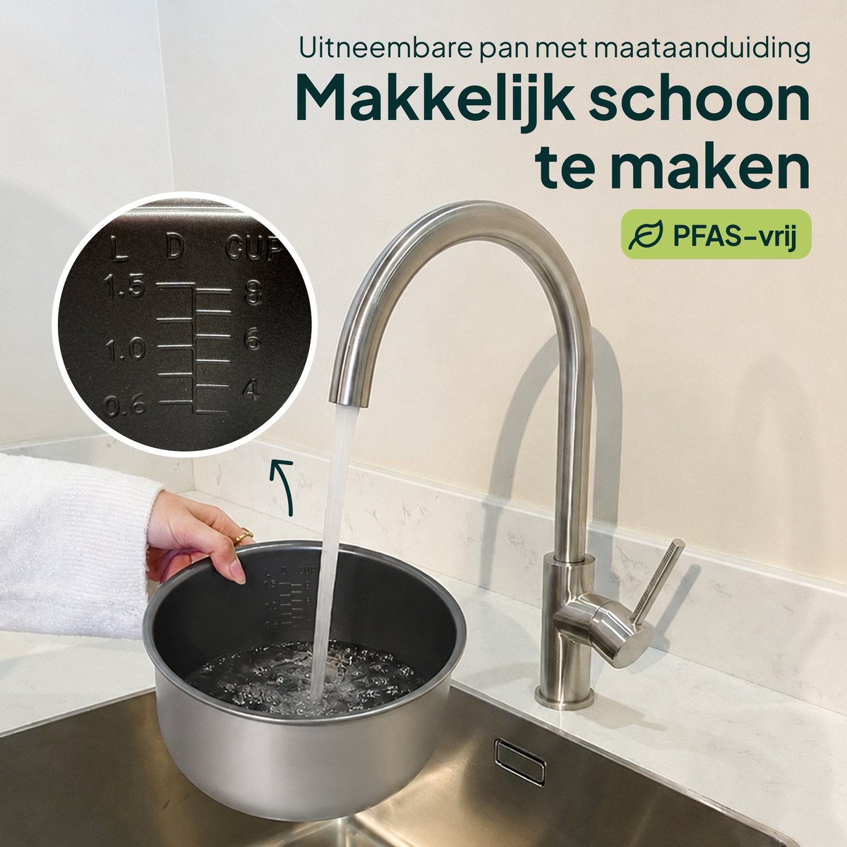 Rijstkoker met Stomer - 1.5L - Slowcooker met Timer - 8 Porties - Multicooker - Rice Cooker - RVS - Vivid Green – foto 8