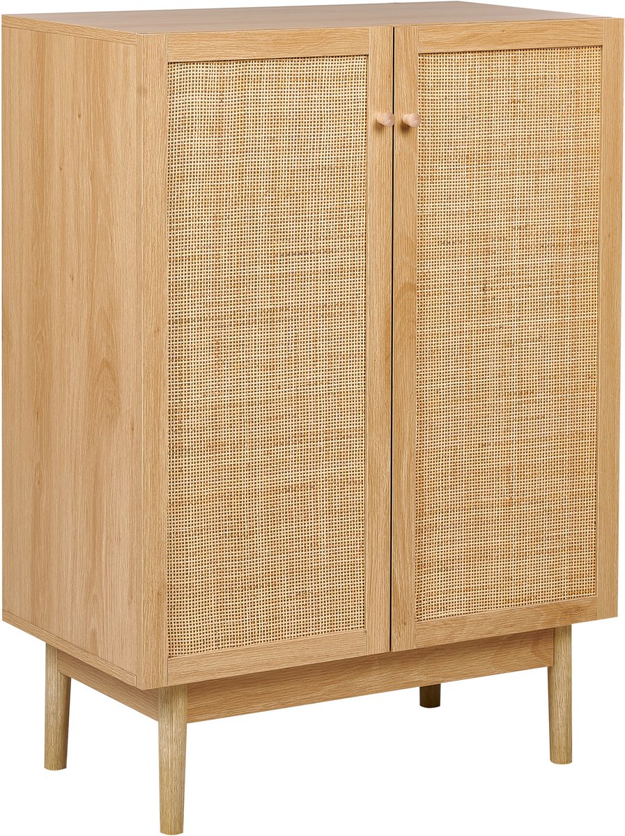 NIVO - Dressoir - Lichtbruin - 2 deuren - Hout/Rotan
