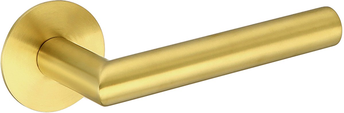 Deurkruk (2x) Celia rond 20mm haaks op ultra dunne rozetten van 3mm geborsteld messing PVD gecoat | Ronde deurklinken