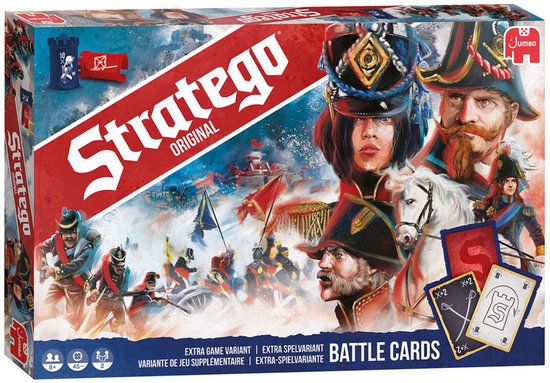 Doos van Stratego Original met militairen en paard. Bevat 'Battle Cards'.