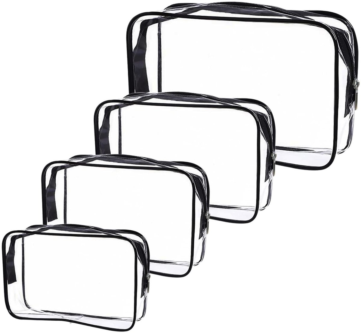 Solidchoice - Set van 4 Transparante Toilettassen voor Vliegtuigreizen