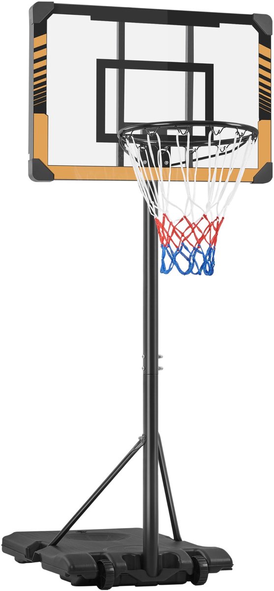 Solidchoice - In Hoogte Verstelbare Basketbalstandaard met Wielen voor Binnen en Buiten