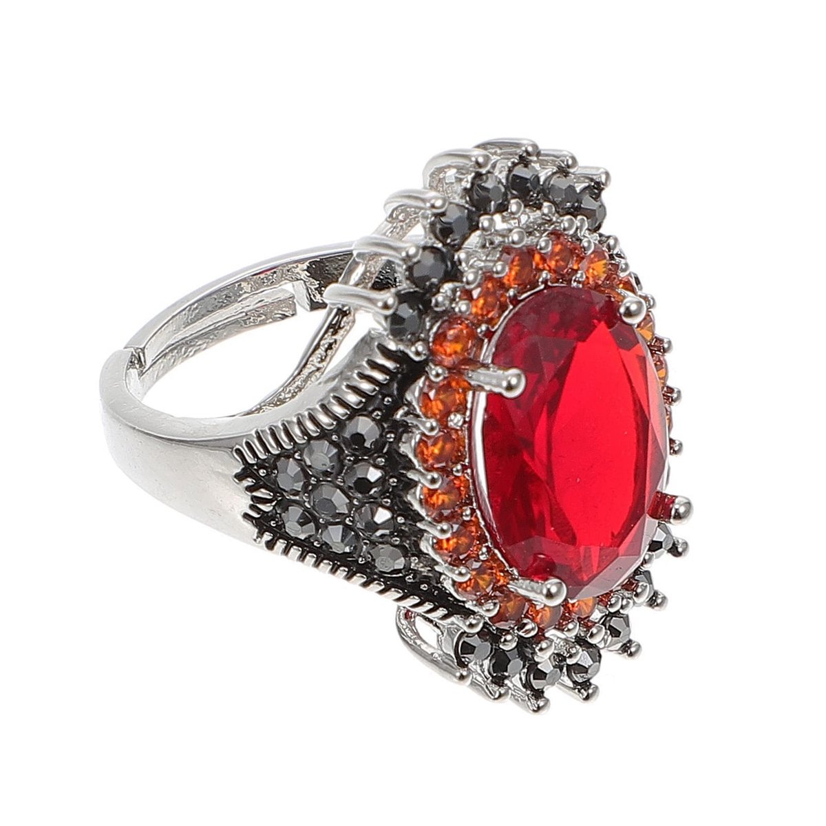 Solidchoice - Dames Edelsteen Ring Granaat - Vintage Retro Antieke Verlovingsring