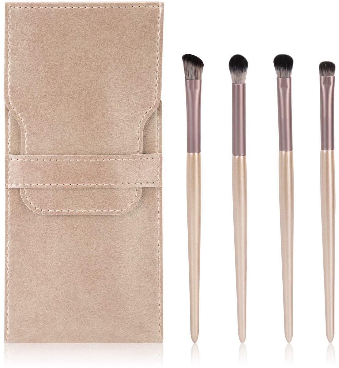 Solidchoice - Set van 4 Professionele Oogmake-upkwasten met PU-tas