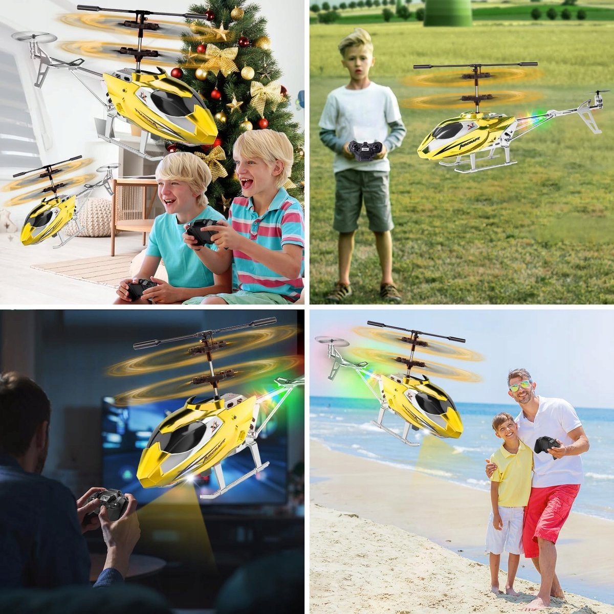 RC Vliegtuig - RC Helikopter - Afstandsbediening Helikopter Speelgoed - Binnen Mini Drone - met 3.5 Kanaal - 2,4GHz - 1 Druk Opstijgen & Hoogte Houden - LED Licht - Voor Beginners en Kinderen - Goud — cadeau in Spellen & Speelgoed - foto 2