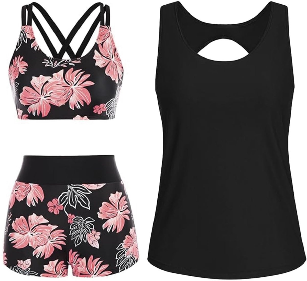 Solidchoice - Elegante 3-Piece Tankini Set met Hoge Taille