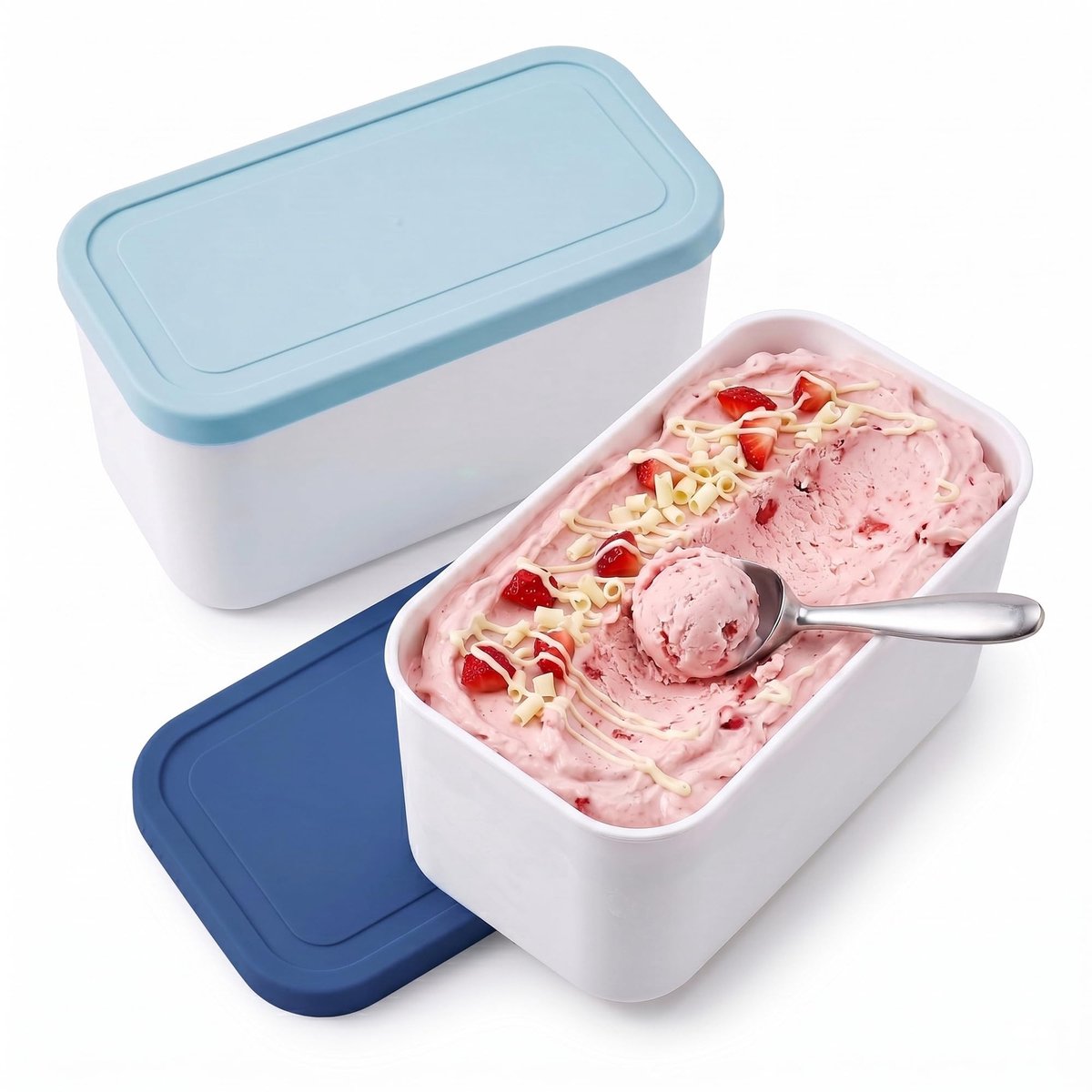 Solidchoice - Set van 2 IJscontainers - BPA-vrij, 1L, Mintblauw + Marineblauw
