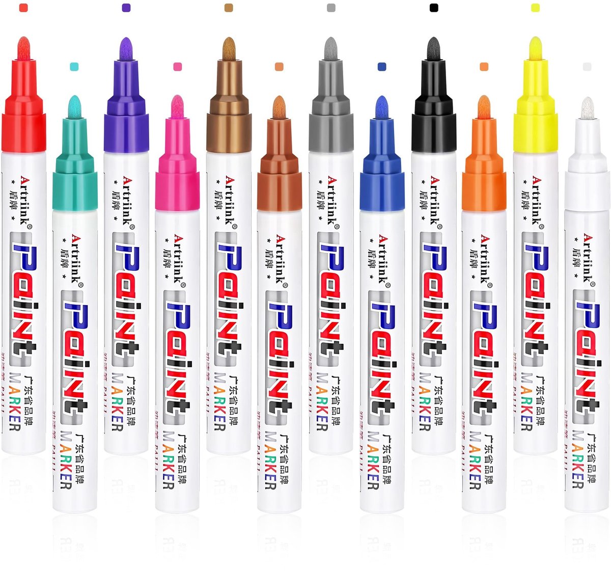 Solidchoice - Set van 12 Kleurrijke Permanente Markers voor Diverse Oppervlakken