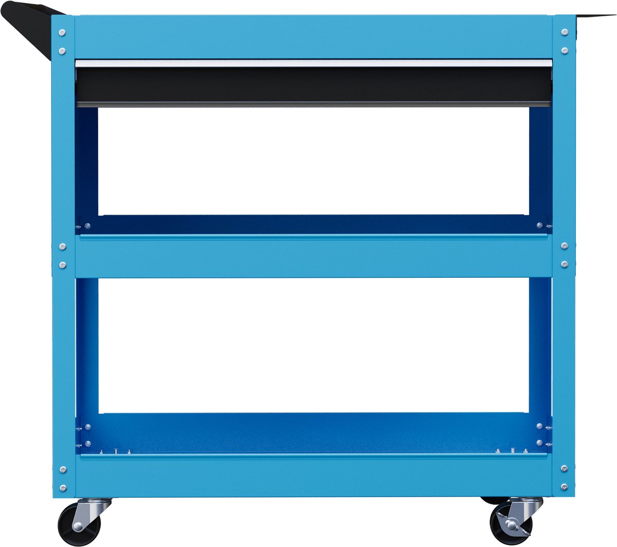 82 x 35 x 76 cm Gereedschapswagen met 3 Etages, Mobiele Gereedschapskist met Lade en 4 Wielen, Werkplaatstrolley voor Gereedschap Opslag, Gereedschapskar met Handgreep en Remmen, Opbergwagen voor Garage, Werkplaats en Doe-Het-Zelf, Blauw