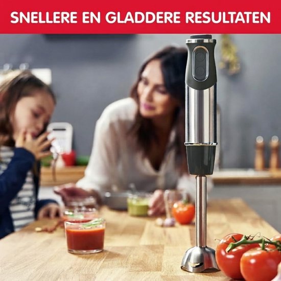 NIVA® Staafmixer Set - Met Hakmolen 500 ml en Garde - 3-in-1 Staafmixer - Zilver/Zwart - 7cm x 7cm x 40cm van Niva — afbeelding 5