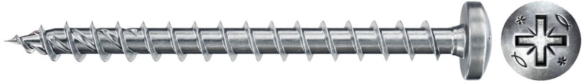 Fischer 200x Power-Fast II FPF II PZF 3,5 x 20 mm BC Pan Head met kruiskop PZ volledig schroefdraad galvanisch verzinkt blauw gepassiveerd - 670105