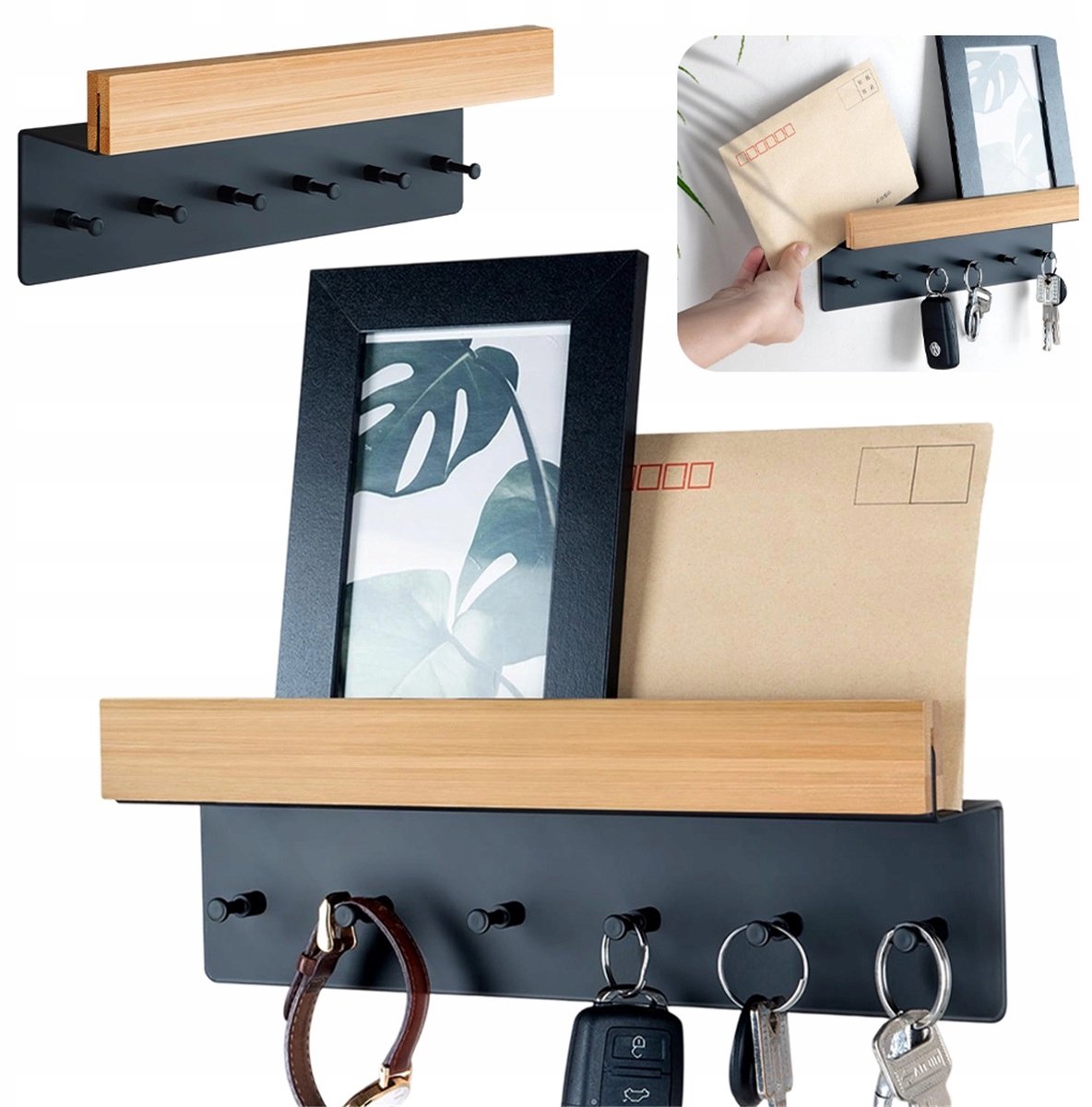 Wandrek met Haakjes en Plank - Sleutelhanger Organizer