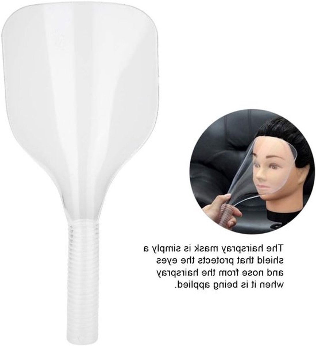 Professionele gezichtsmasker voor bescherming tegen haarlakinhalatie en oogbescherming in de kappersbranche