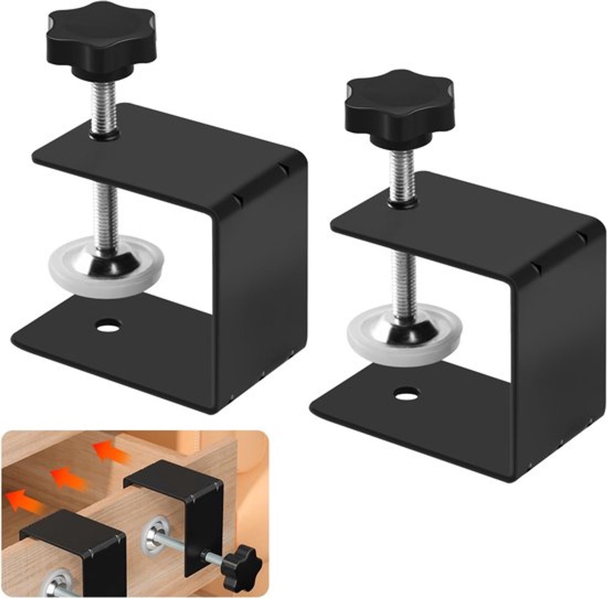 Universele Zware C-Clamp Basisstandaard Set van 2 Stuks, Roestvrij Staal, Zwart voor Klussen en Bevestigen