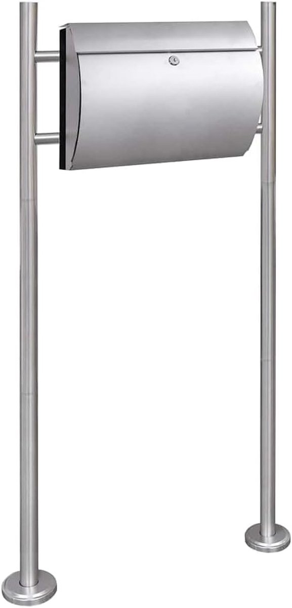 Brievenbus op Standaard - Postbus Buiten - Post Ontvangen - Met Krantenhouder - 375x13x31 cm - Zilver