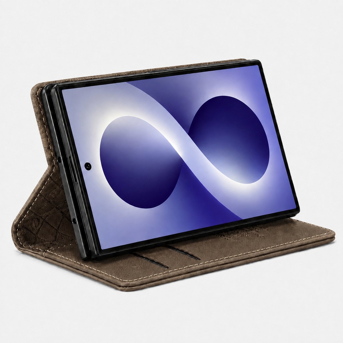Caseme, Leren Hoesje Geschikt voor Samsung Galaxy Z Fold 8 Anti-RFID Pashouder en Standaard, Bruin