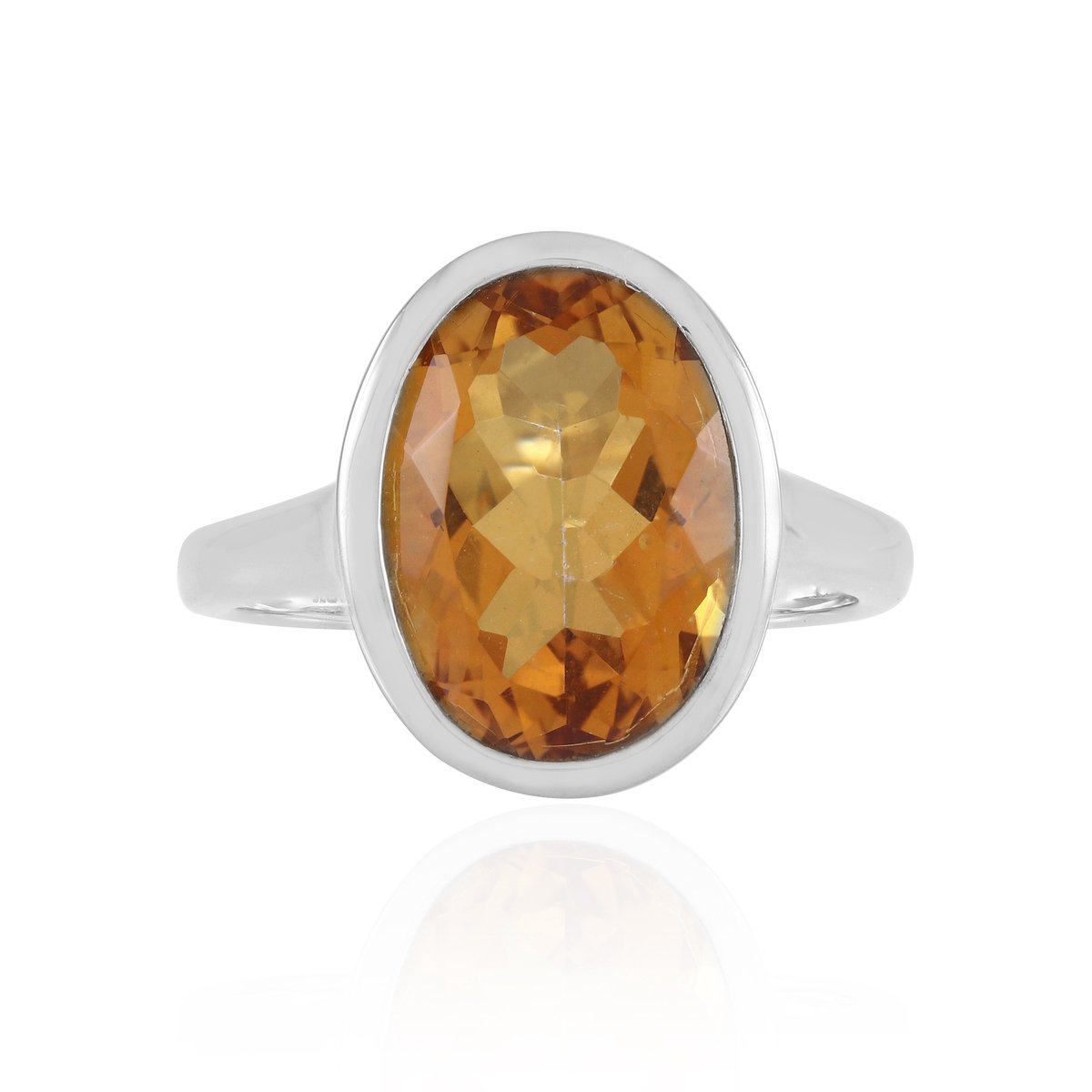 Cavill - Zilveren ring met platina coating - Oranje kwarts ovaal 5,225 ct - Brazilië - Luxe sieraden cadeau voor haar