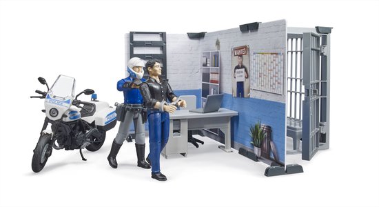 BRUDER Police Station with Police Motorcycle van Bruder — afbeelding 2