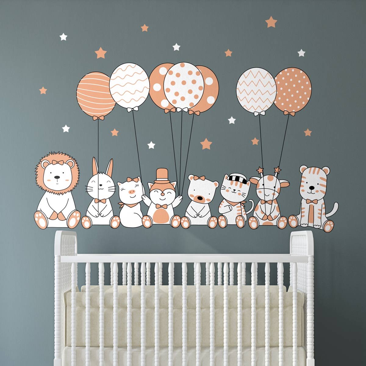 Ambiance Sticker Muurstickers - Acrobatische dieren en fantastische ballonnen - Zelfklevende stickers - 120x80cm Multi color