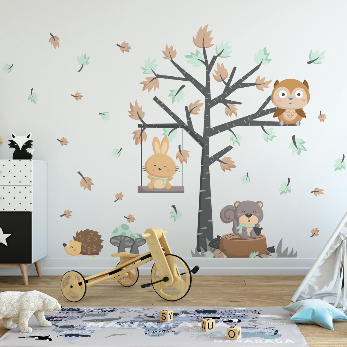 Ambiance Sticker Muurstickers - GEKKE BOSDIEREN - Zelfklevende stickers - 145x110cm Multi color