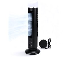 equlup Bladeless torenventilator, 38 x 10 cm verstelbare snelheid stille USB bureau bladloze ventilator met licht - ShopVlot