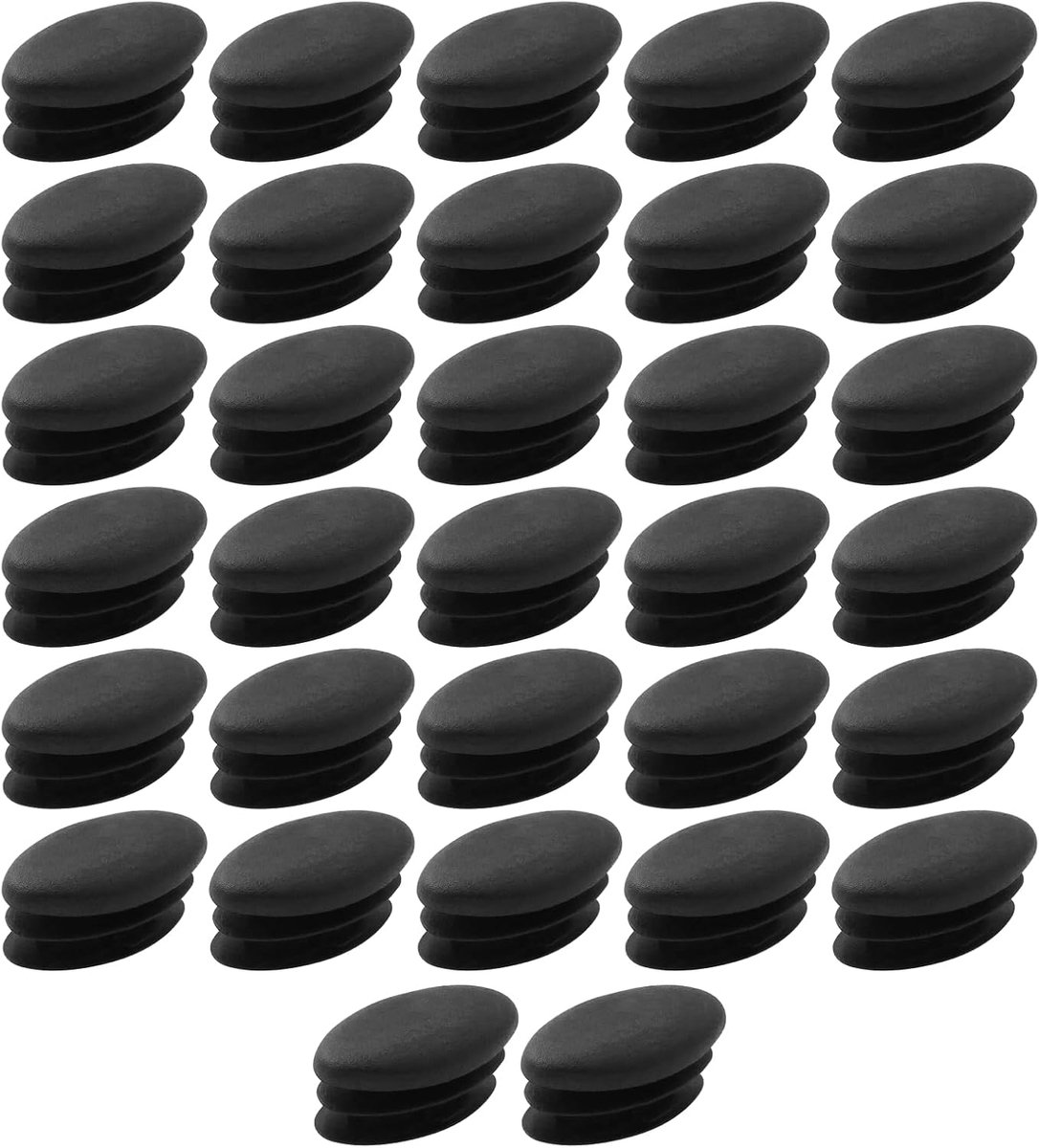 32PCS Oval Chair Leg Caps 15x30mm Black Reusable Chair Leg Caps for Chair Table Desk Living Room Bedroom - ShopVlot