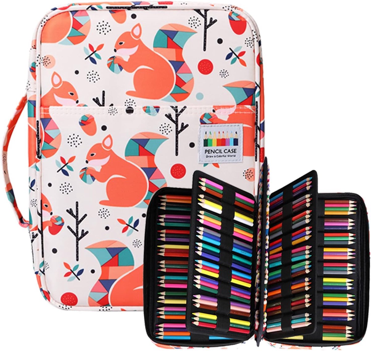 JAKAGO 220 Etui Grote Capaciteit,Waterdicht Gekleurde Potloden Etui (Squirrel) - ShopVlot