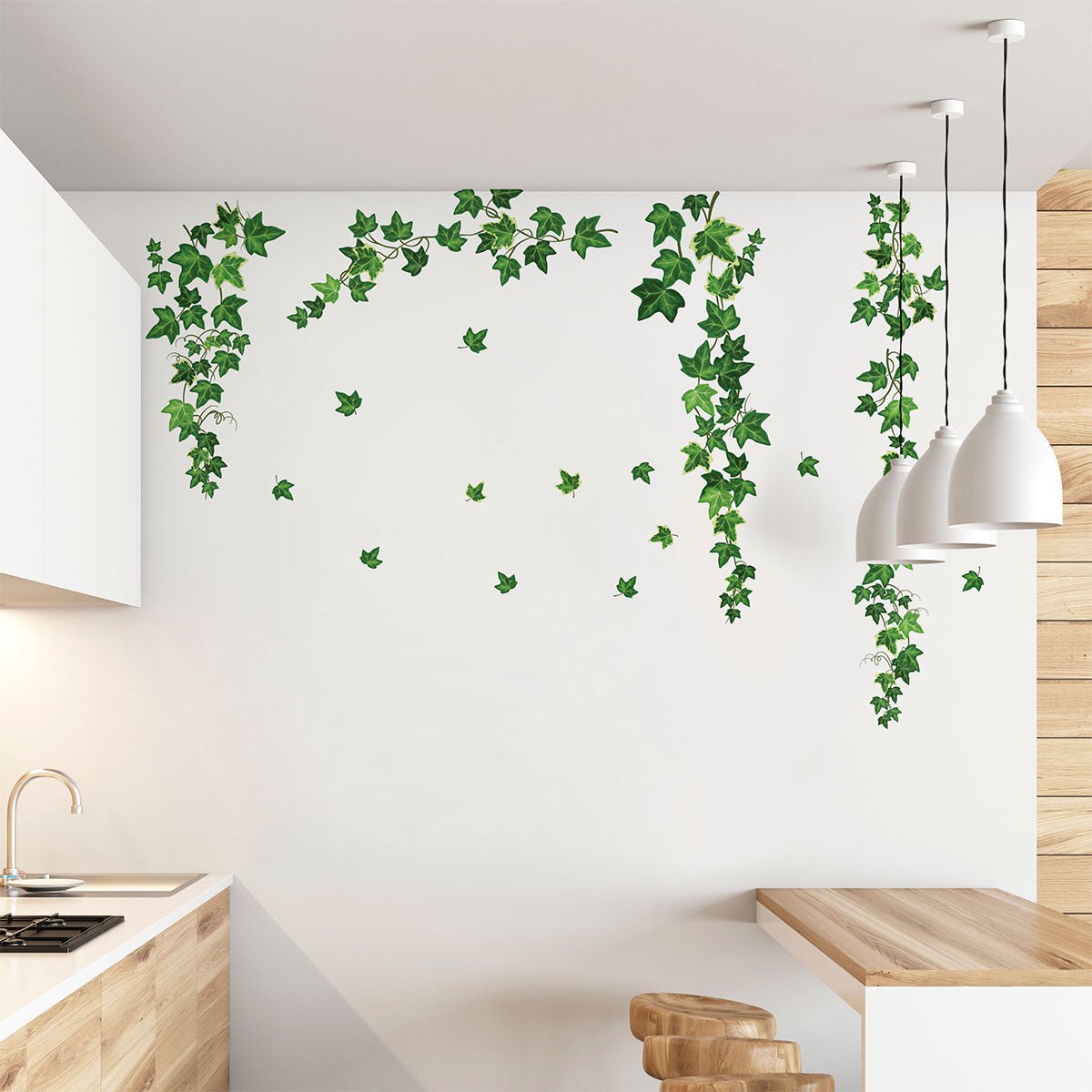 Ambiance Sticker Muurstickers - NATUURLIJKE HANGENDE KLIMOP - transparante zelfklevende achtergrond - 160x70cm Multi color