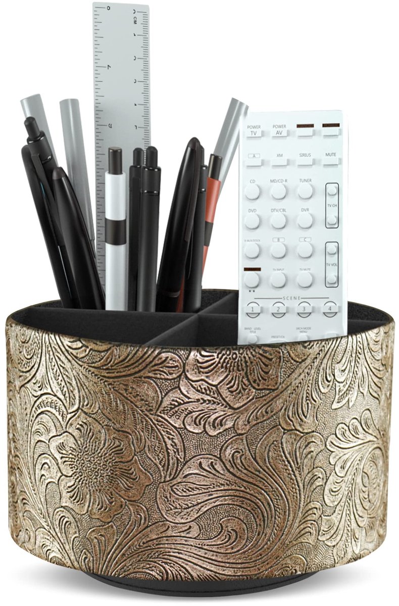 Solidchoice - Rotating Pen Holder van Leer - Desk Organizer met 360 Graden Rotatie