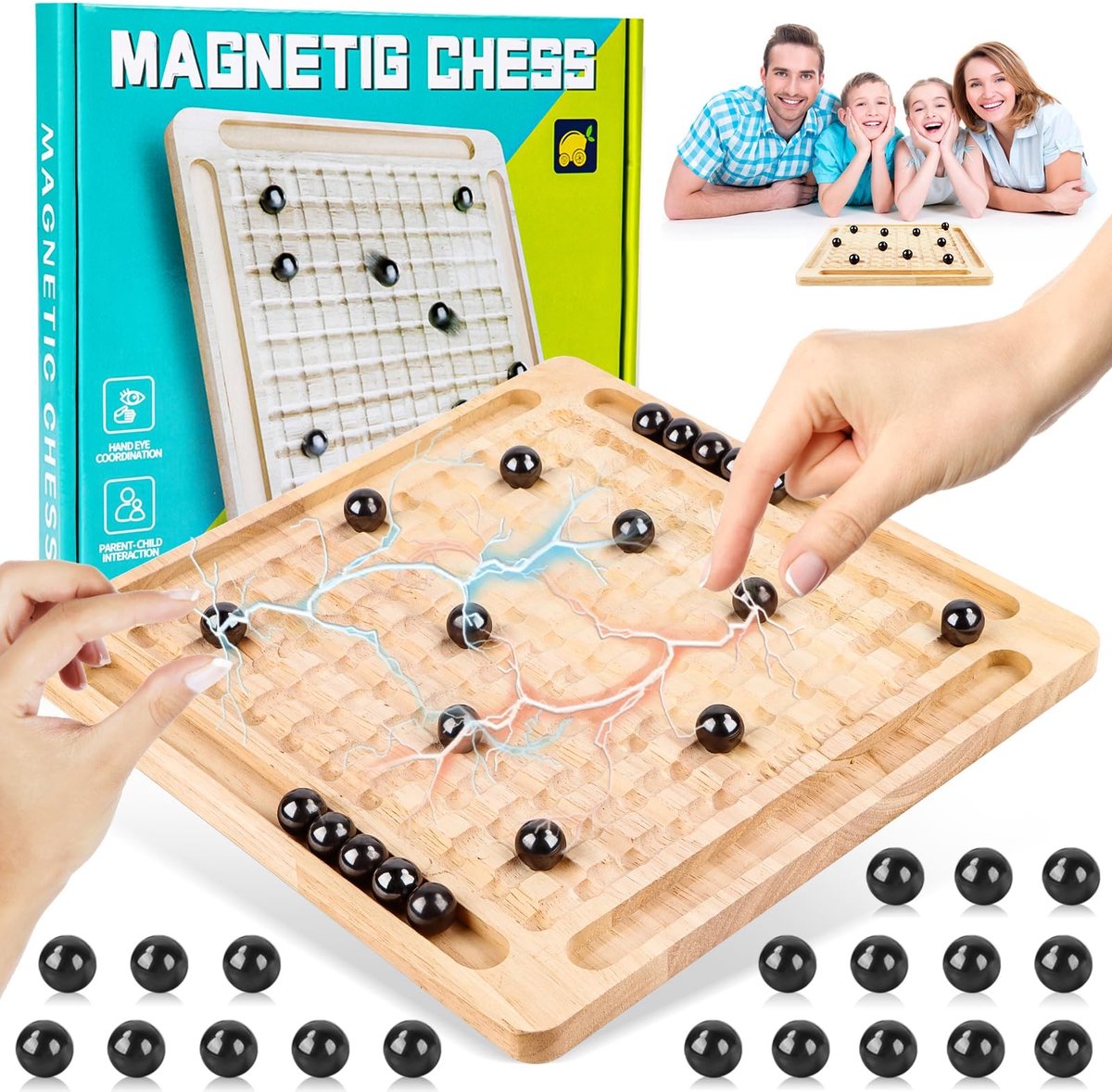 Solidchoice - Magnetisch Schaakspel met Houten Bord voor Gezinsplezier