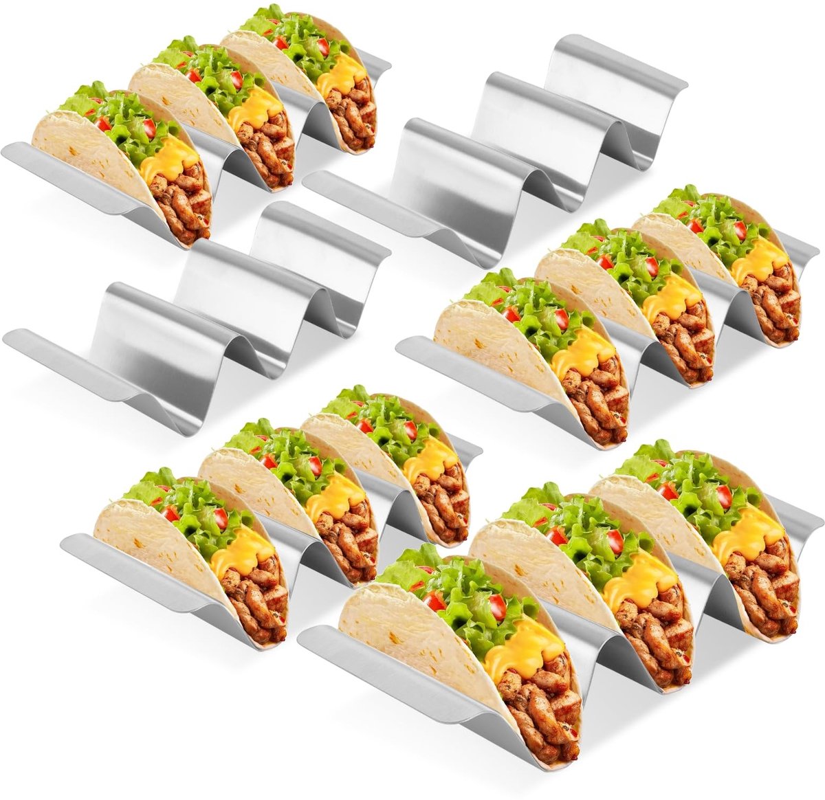 Solidchoice - Tacohouders van Roestvrij Staal - 6 Stuks U-vormig voor Taco's en Hot Dogs