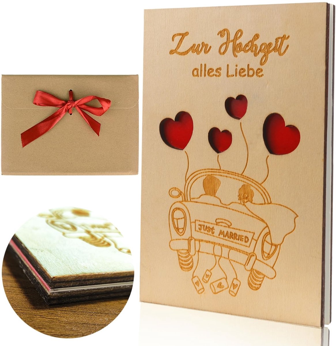 Solidchoice - Houten Trouwringkaart met Envelop voor Bruiloften