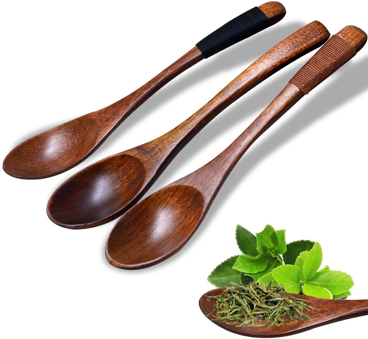Solidchoice - Set van 3 Kleine Houten Lepels voor Thee, Koffie en Specerijen