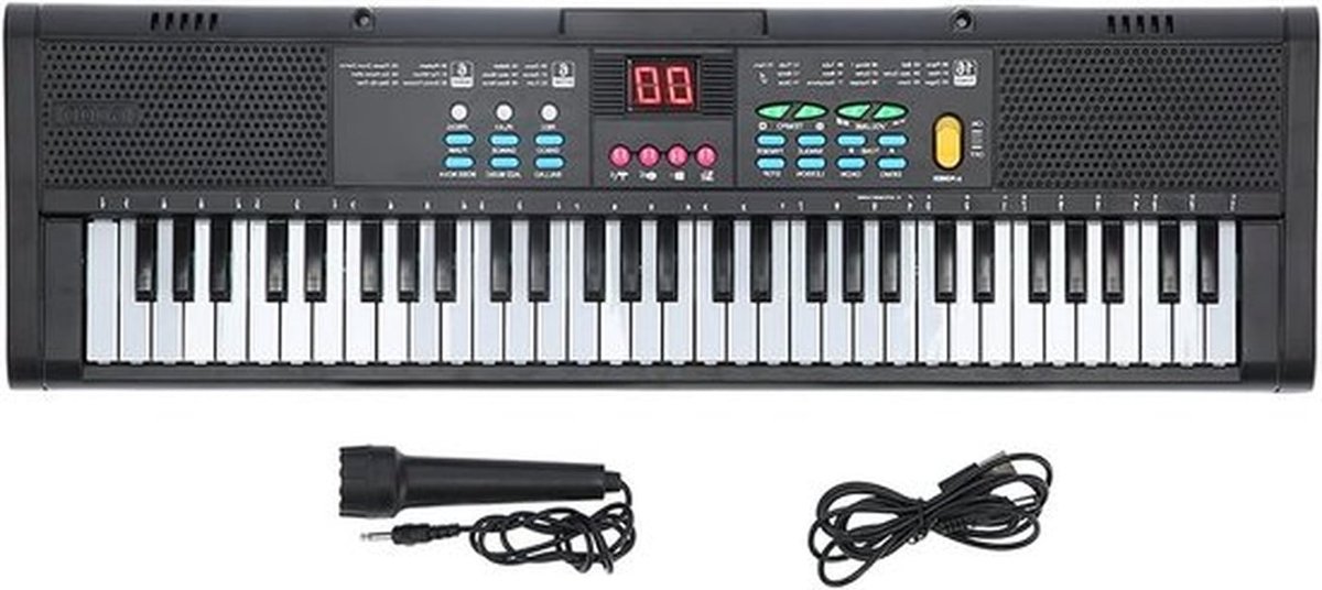 61 Toetsen Kinderen Keyboard Piano, Elektronische Digitale Piano met Microfoon, 6 Demo Liedjes, 16 Klanken en 6 Ritmes, USB Kabel voor Telefoon en Tablet Karaoke