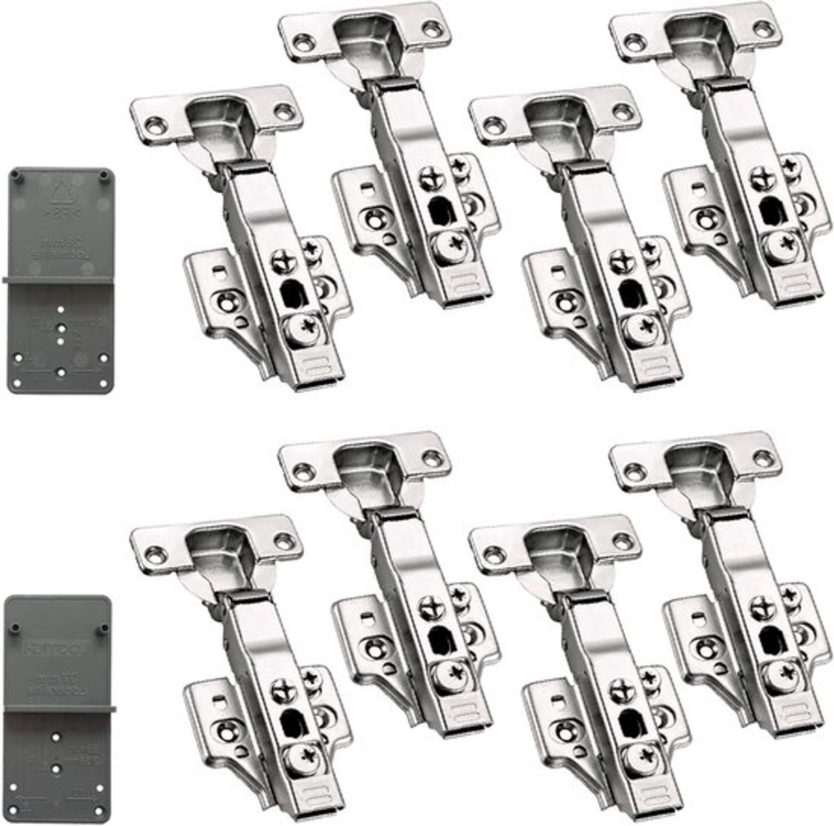 Klip-op 3-weg Verstelbare 35 mm soft-close Scharnieren met Hydraulische Demper voor Keukenkastdeuren - Automatische Scharnieren met Ingebouwde Demping, Set van 8 Stuks