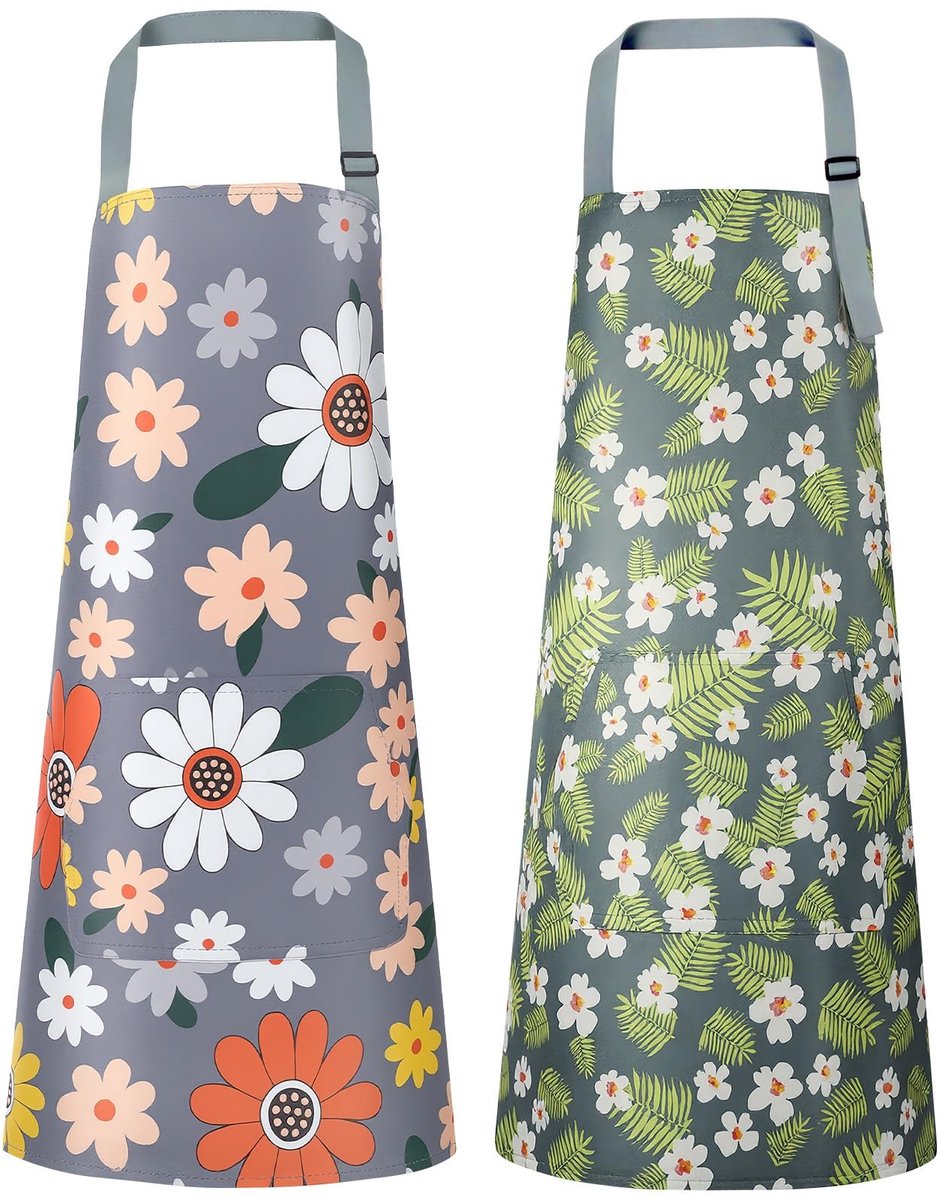 Solidchoice - Set van 2 Waterdichte Schorten met Bloemenpatroon