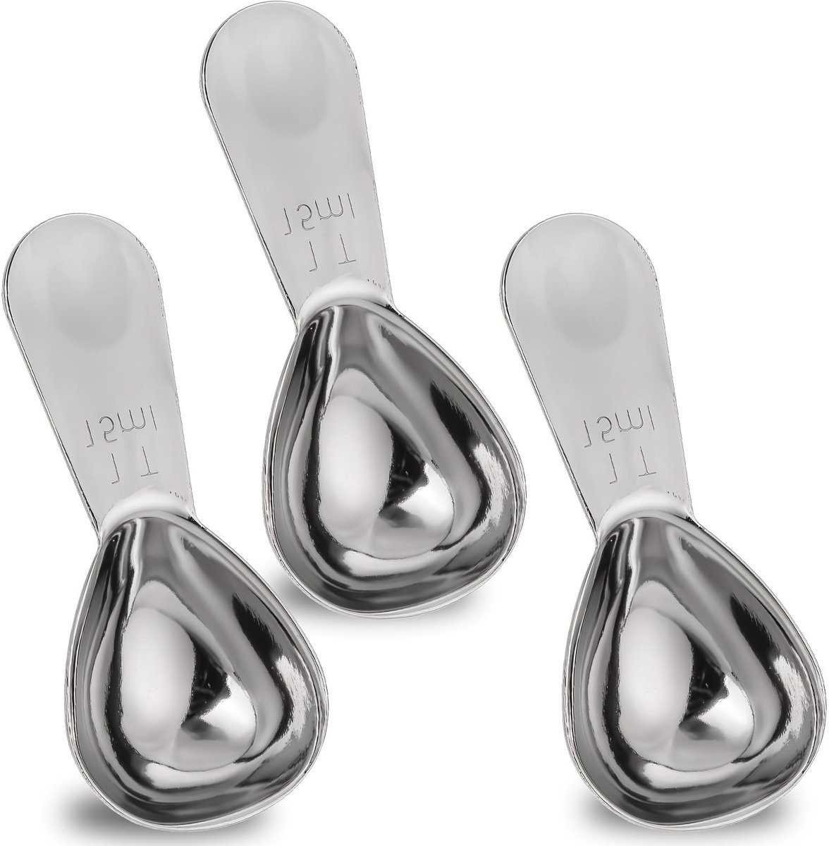 Solidchoice - Set van 3 RVS Koffielepels met Engraved Maten