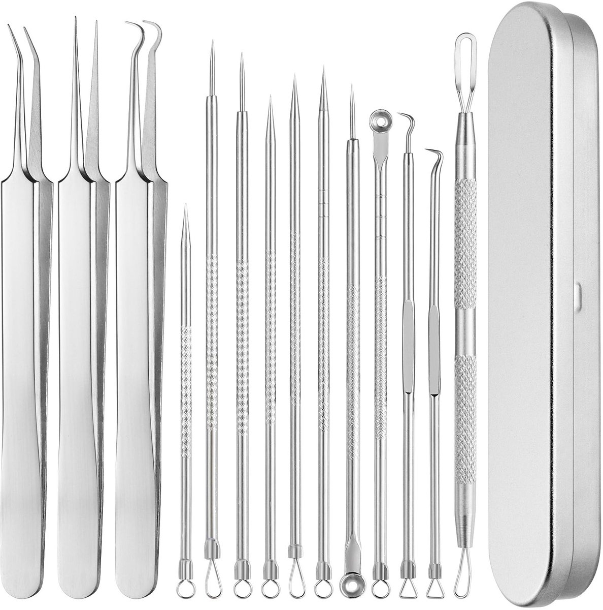 Solidchoice - 14 Stuks Mee-eterverwijderaar Set met Opbergdoos