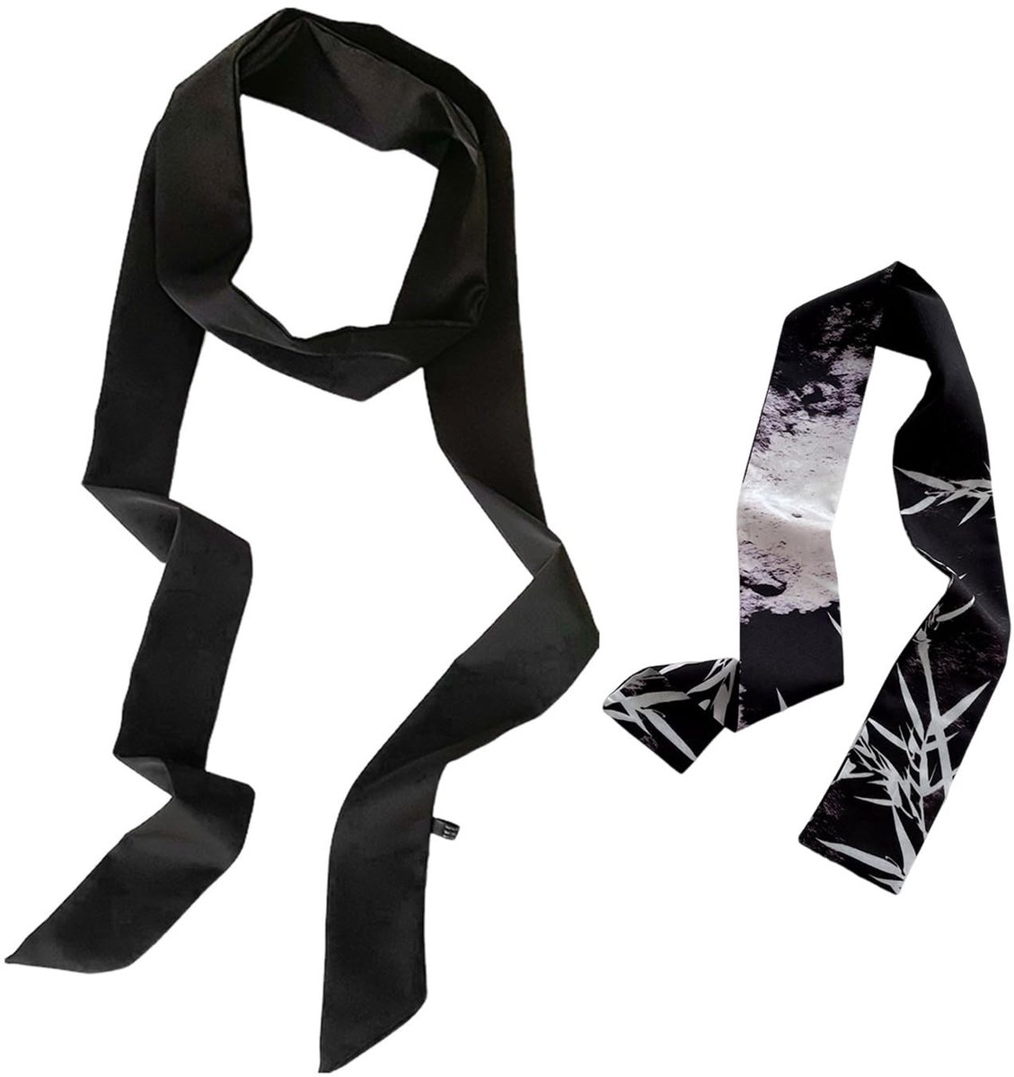 Solidchoice - Set van 1 Zijden Sjaal en 1 Haarband - Zwart voor Dames