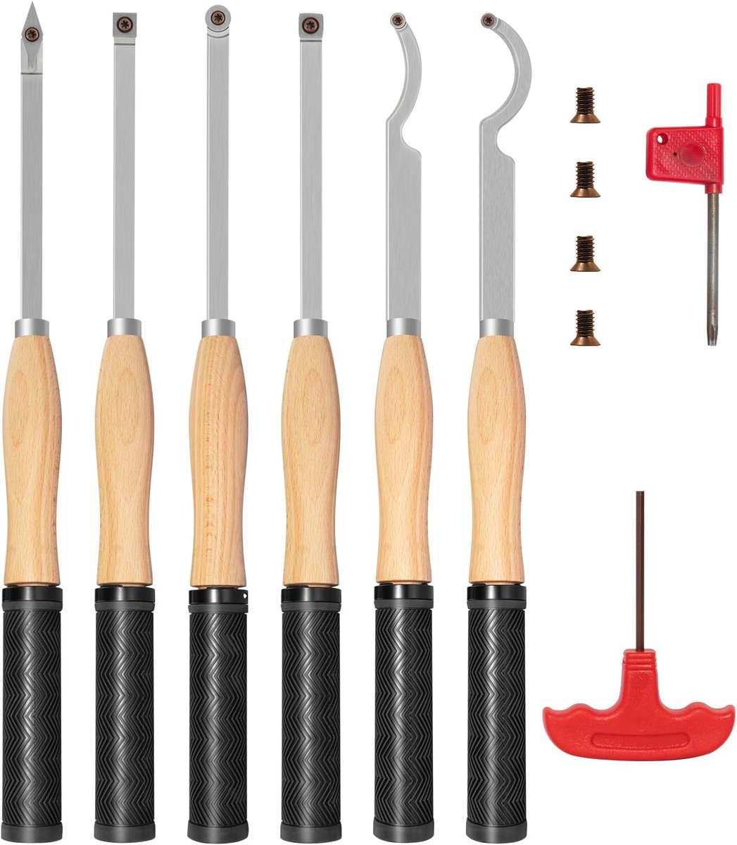 18.5" Full Size Carbide Tip Wood Lathe Turning Tool Kit, Lathe Roughing and Finishing Hollow Tool With Diamond Round - ShopVlot