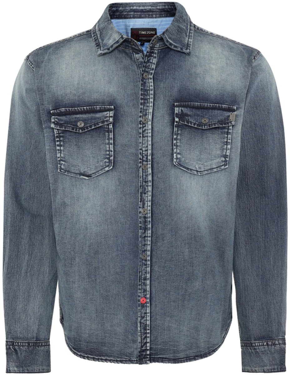 TIMEZONE Heren Overhemd CASUAL REGULAR regular fit Blauw XL Volwassenen