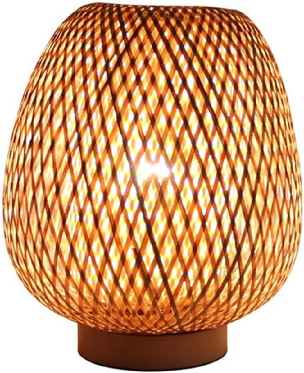 Retro Style Lantern Table Lamp, Bamboo Lampshade Bedroom Living Room Desk Bedside Lamp Teahouse Dining Room Bamboo - ShopVlot