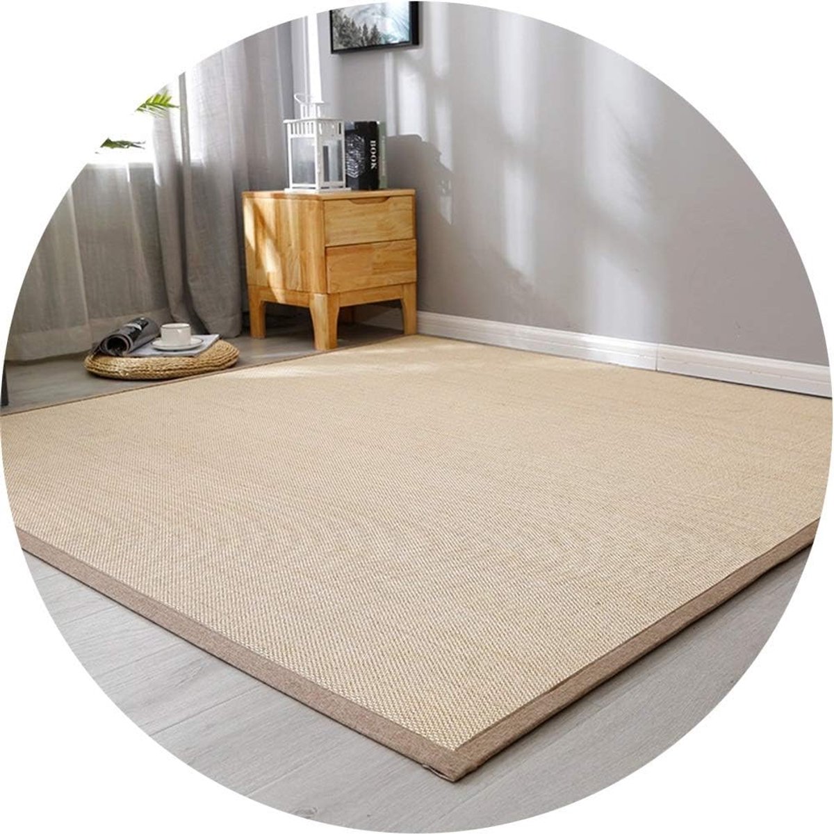 Zruyi Antislip tapijt voor yoga, mat, bamboeweefsel, antislip, kussen voor woonkamer, balkon, tapijt, dikte 12 mm, 2 - ShopVlot