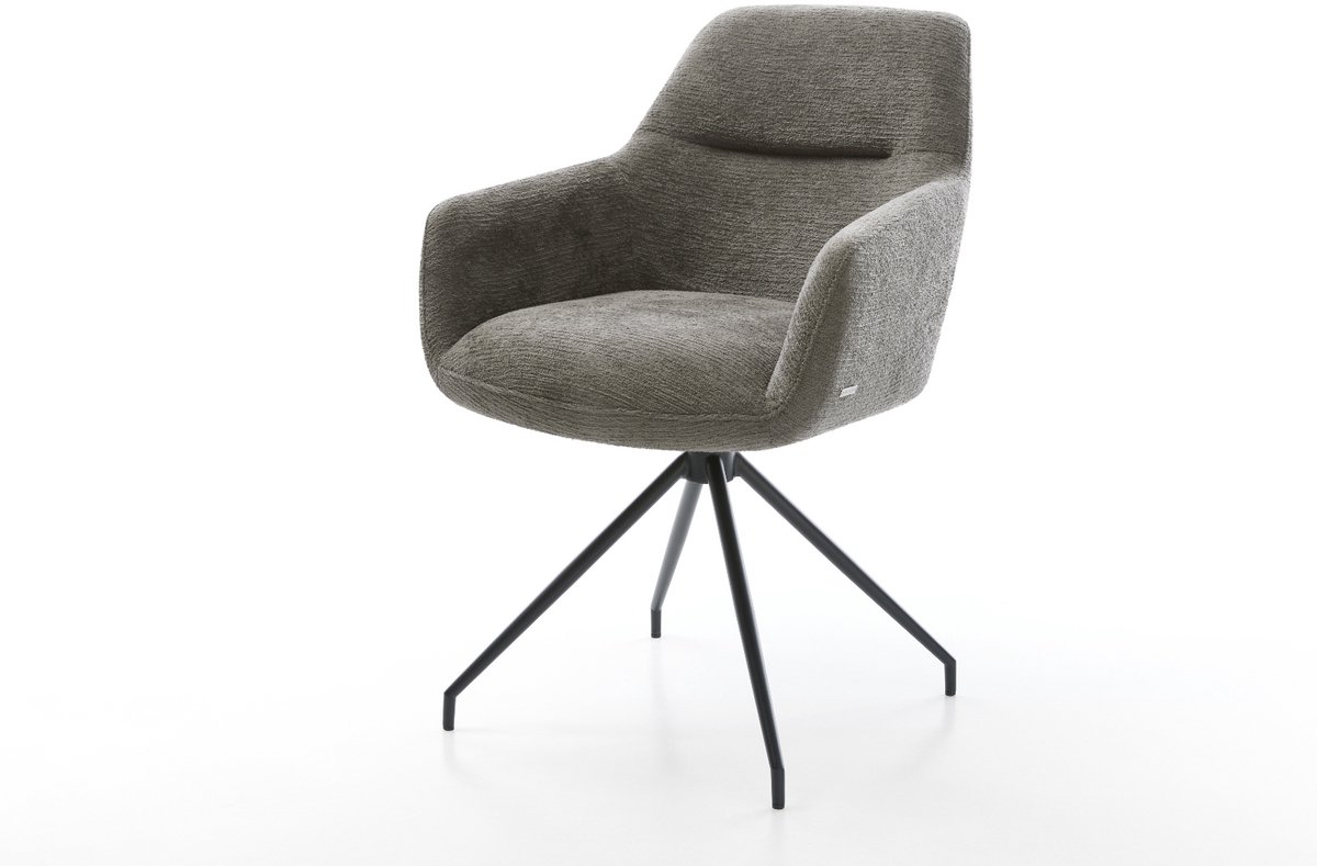 Gestoffeerde-stoel Pejo-Flex kruisframe conisch zwart bouclé zacht mud pocketveer kern