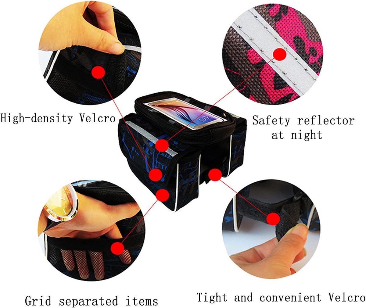 Bicycle Bag Riding Equipment Bicycle Front Beam Bag Bilateral Saddle Bag Touch Screen Bicycle Frame Bag - ShopVlot
