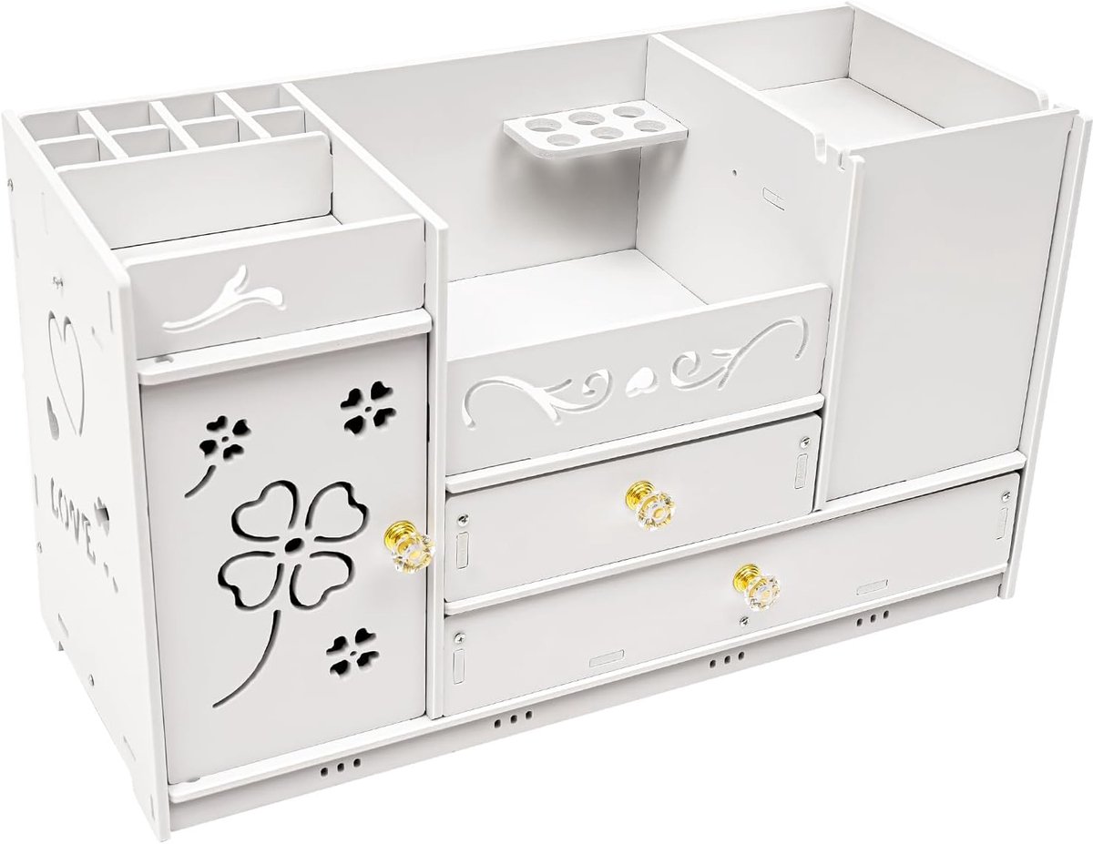 Cosmetische opbergdoos, cosmetica-make-uporganizer met laden, multifunctionele opbergorganizer voor commode, bureau - ShopVlot