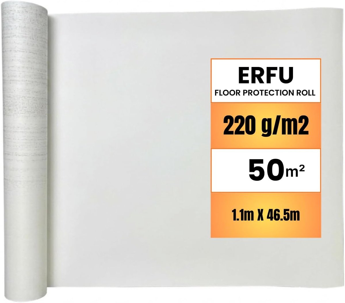 6-laags vloerbescherming 50 m² (1,10 m x 46,6 m) - dubbelzijdige PE-folie, waterdicht, 220 g/m², duurzame rol voor - ShopVlot